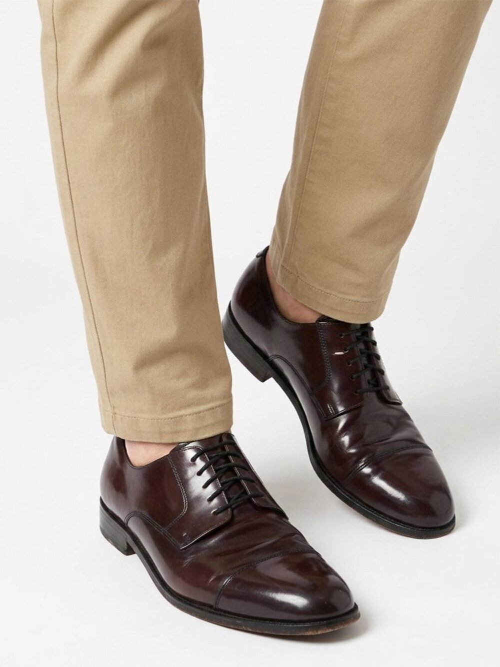 Cole Haan Men's Brown Oxblood Leather Cap Toe Derby Dress Shoes Size 11.5 M